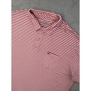 Vineyard Vines Classic‎ Fit Polo Shirt Mens XL Red White Striped Whale Logo